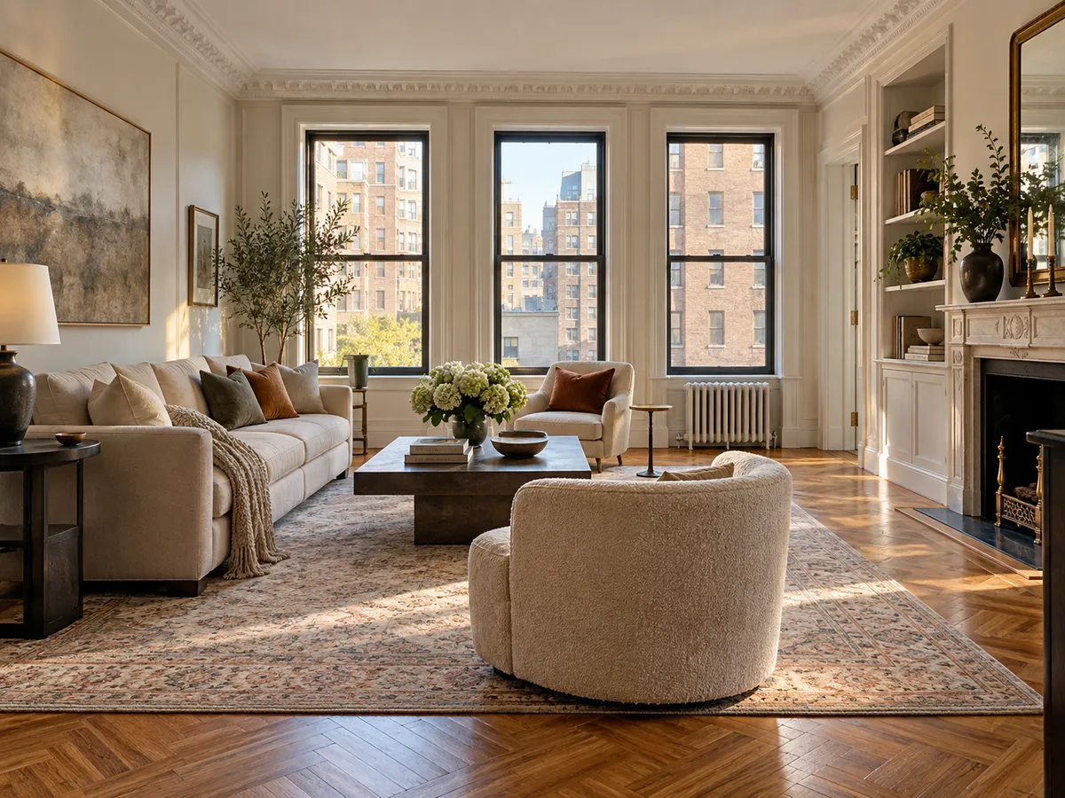 A Manhattan prewar co-op living room